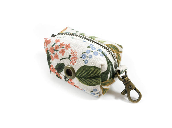 Cream floral dog poop bag holder